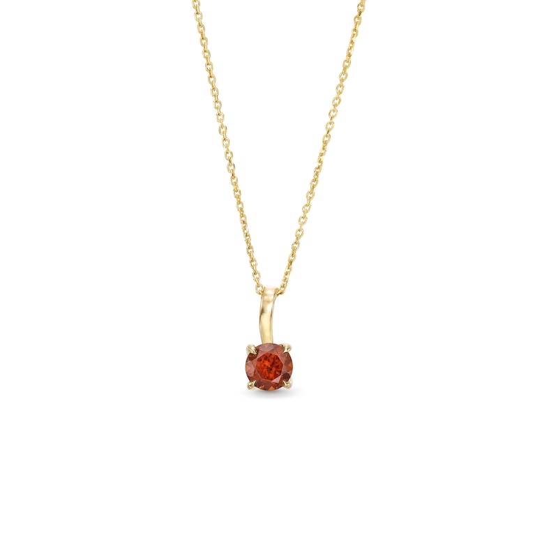 6.0mm Garnet Solitaire Curved Drop Pendant in 10K Gold|Peoples Jewellers