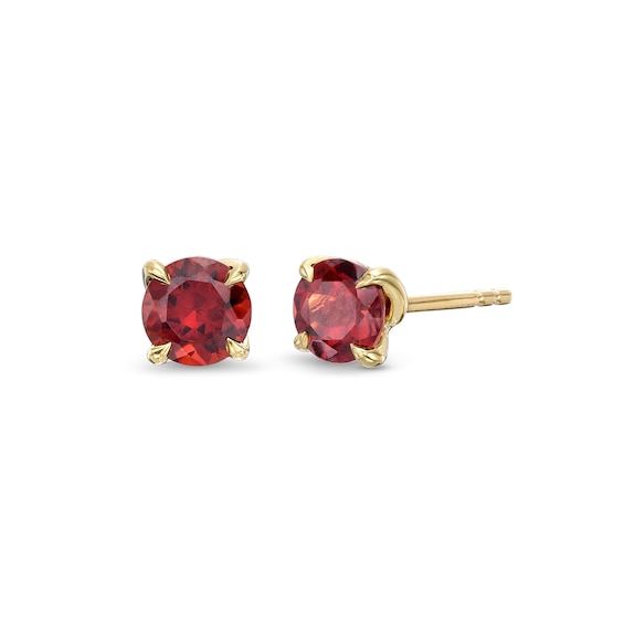 5.0mm Garnet Solitaire Stud Earrings in 10K Gold