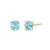 Thumbnail Image 1 of 5.0mm Swiss Blue Topaz Solitaire Stud Earrings in 10K Gold