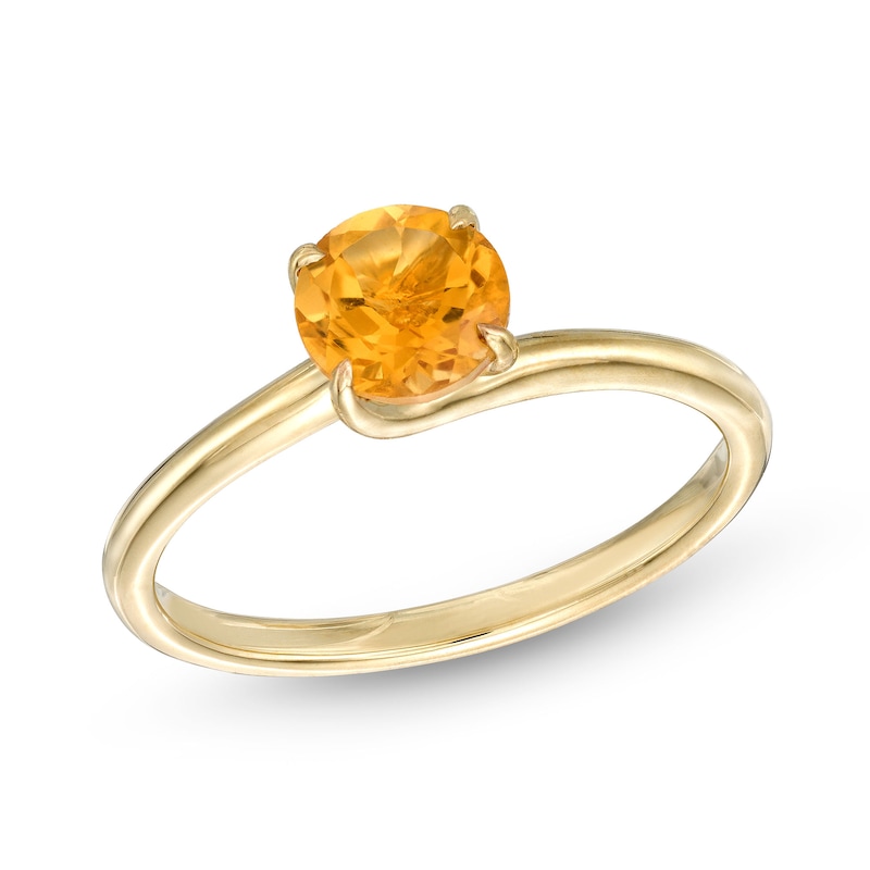 6.0mm Citrine Solitaire Bypass Ring in 10K Gold|Peoples Jewellers