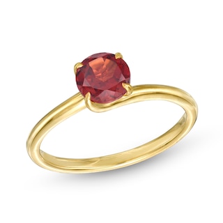 6.0mm Garnet Solitaire Bypass Ring in 10K Gold