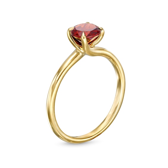 6.0mm Garnet Solitaire Bypass Ring in 10K Gold