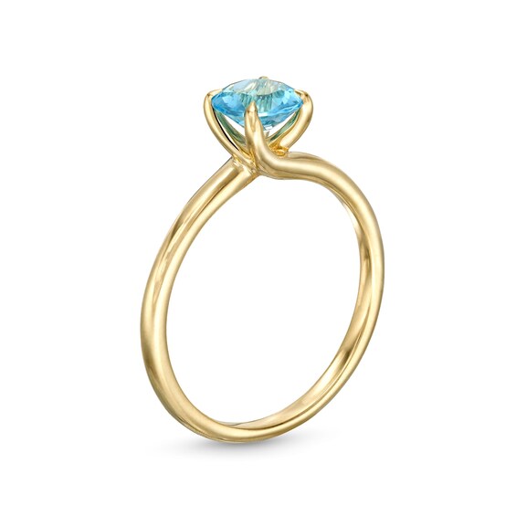 6.0mm Swiss Blue Topaz Solitaire Bypass Ring in 10K Gold