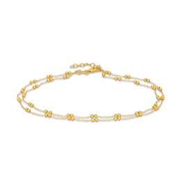 Brilliance Bead Double Strand Anklet in 10K Gold - 10&quot;