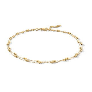 Brilliance Bead Double Strand Anklet in 10K Gold - 10"