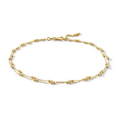 Brilliance Bead Double Strand Anklet in 10K Gold - 10"