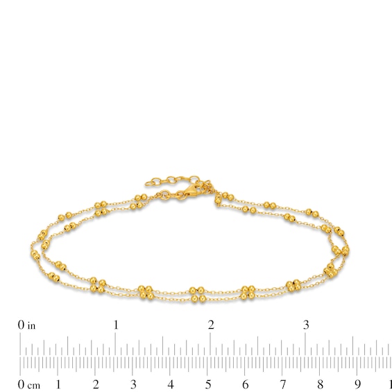 Brilliance Bead Double Strand Anklet in 10K Gold - 10"