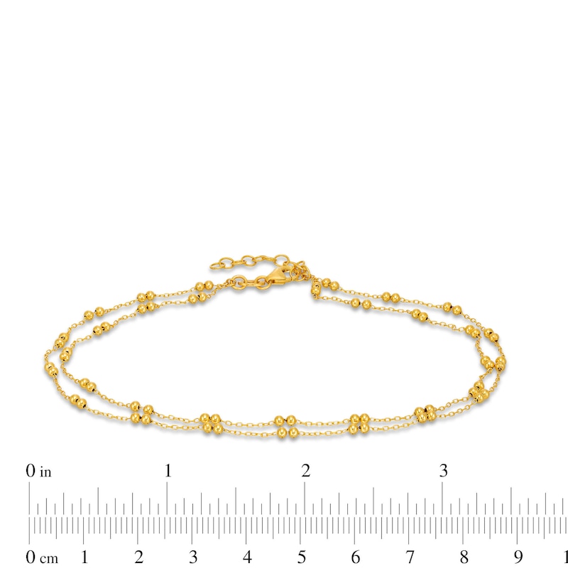 Brilliance Bead Double Strand Anklet in 10K Gold - 10"