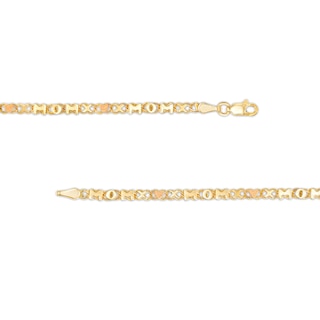 "MOM" with "XO" Heart Mirror Link Chain Bracelet in 10K Two-Tone Gold - 7.25"