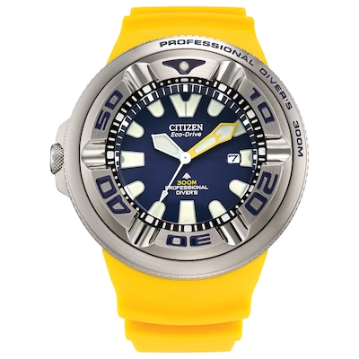 Men’s Citizen Eco-Drive® Promaster Sea Yellow Strap Watch with Blue Dial (Model: BJ8058-06L)