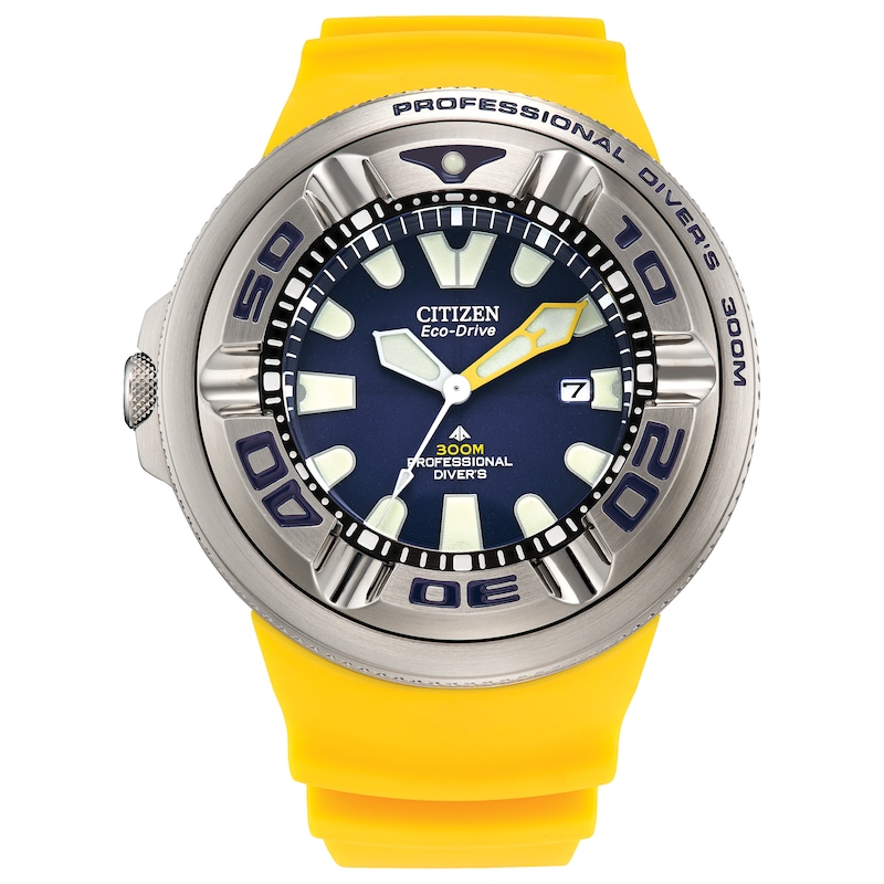 Men’s Citizen Eco-Drive® Promaster Sea Yellow Strap Watch with Blue Dial (Model: BJ8058-06L)|Peoples Jewellers