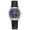 Thumbnail Image 0 of Ladies’ Citizen Eco-Drive® Classic Black Leather Strap Watch with Blue Dial (Model: FE1087-01L)