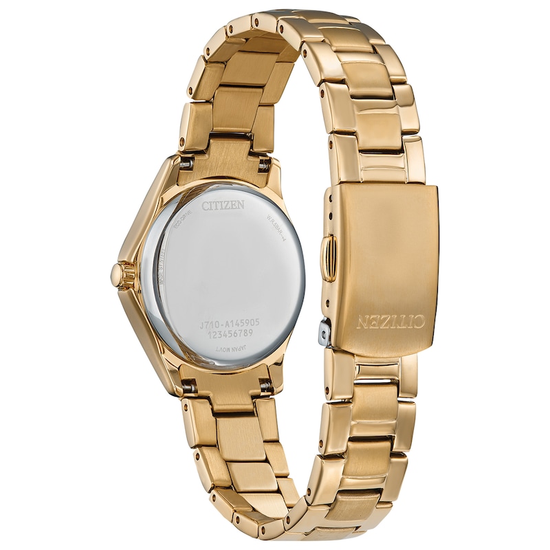 Ladies’ Citizen Eco-Drive® Crystal Accent Gold-Tone IP Watch with Champagne Dial (Model: FE1147-79P)