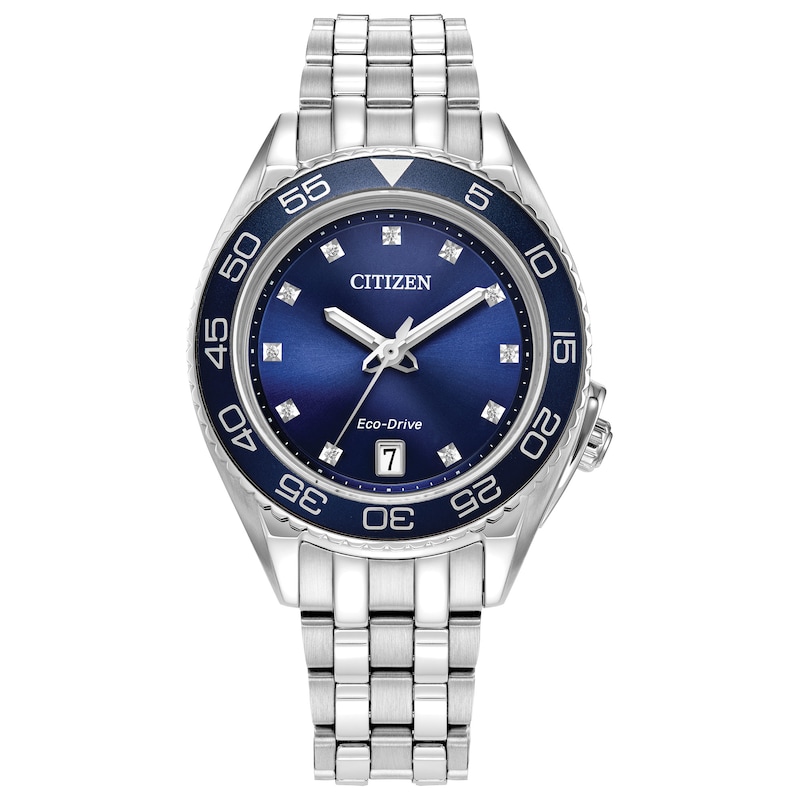 Ladies’ Citizen Eco-Drive® Sport Luxury Diamond Accent Watch with Blue Dial Model: FE6160-57L)|Peoples Jewellers