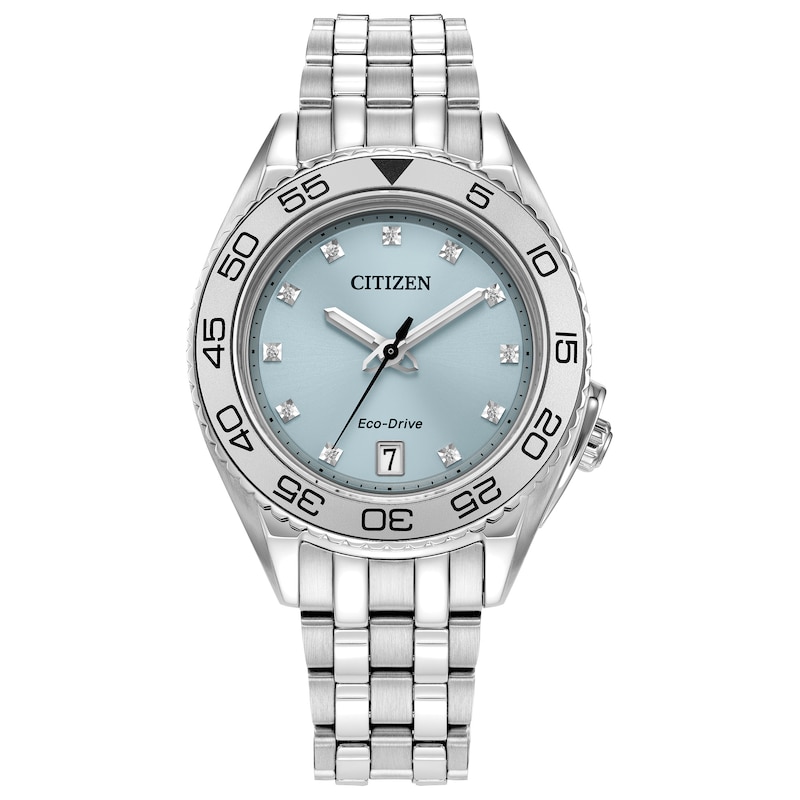 Ladies’ Citizen Eco-Drive® Sport Luxury Diamond Accent Watch with Light Blue Dial (Model: FE6161-54L)|Peoples Jewellers