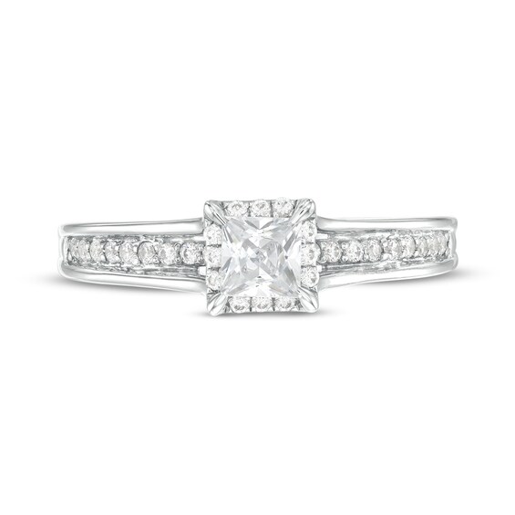 0.45 CT. T.W. Princess-Cut Diamond Frame Raised Shank Engagement Ring in 14K White Gold (I/I2)