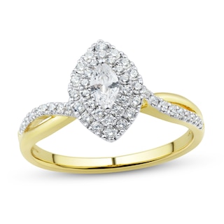 0.45 CT. T.W. Marquise-Cut Diamond Double Frame Twist Split Shank Engagement Ring in 14K Gold (I/SI2)