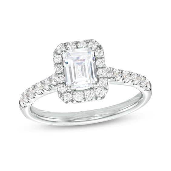 1.50 CT. T.W. GIA-Graded Emerald-Cut Diamond Frame Engagement Ring in 14K White Gold (F/SI2)