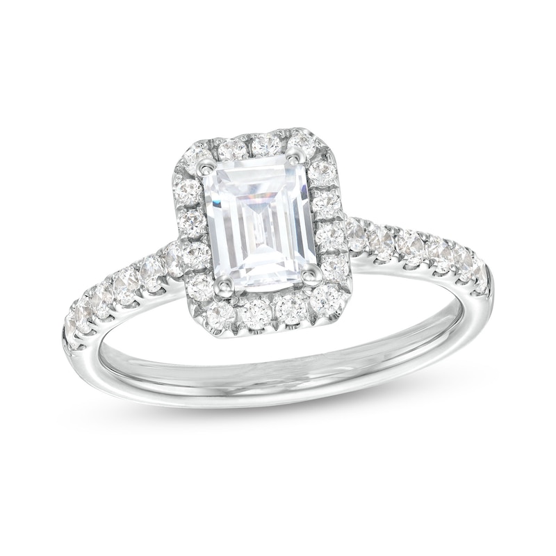1.50 CT. T.W. GIA-Graded Emerald-Cut Diamond Frame Engagement Ring in 14K White Gold (F/SI2)|Peoples Jewellers