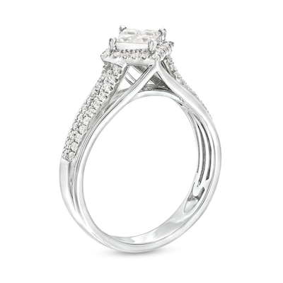 0.60 CT. T.W. Quad Princess-Cut Diamond Tilted Frame Engagement Ring in 10K White Gold