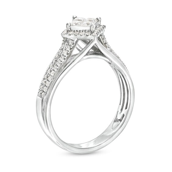 0.60 CT. T.W. Quad Princess-Cut Diamond Tilted Frame Engagement Ring in 10K White Gold