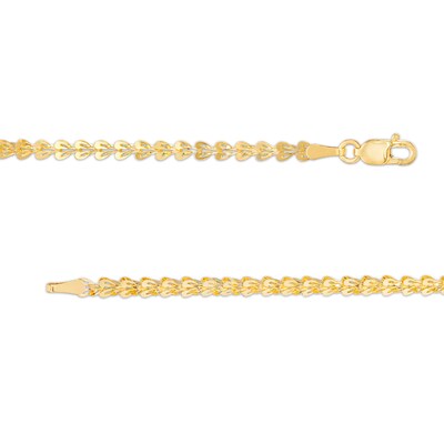 Heart Cutout Link Bracelet in 10K Gold - 7.25"