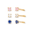 Thumbnail Image 0 of Child's 2.0mm Pink, Blue and White Cubic Zirconia Three Pair Stud Earrings Set in 14K Gold