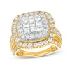 Thumbnail Image 0 of 2.95 CT. T.W. Princess-Cut Multi-Diamond Cushion Frame Vintage-Style Engagement Ring in 14K Gold