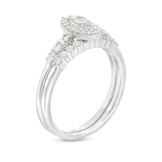 0.45 CT. T.W. Marquise-Shaped Multi-Diamond Frame Bridal Set in 10K Gold