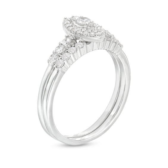 0.45 CT. T.W. Marquise-Shaped Multi-Diamond Frame Bridal Set in 10K Gold