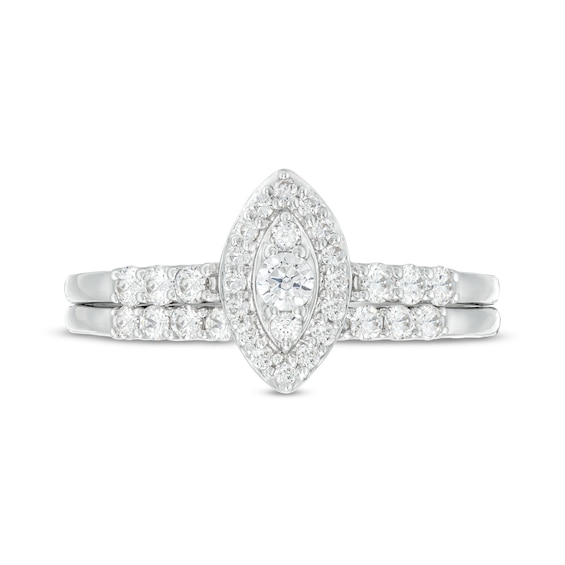 0.45 CT. T.W. Marquise-Shaped Multi-Diamond Frame Bridal Set in 10K Gold