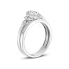 0.18 CT. T.W. Marquise-Shaped Multi-Diamond Frame Leaf-Sides Bridal Set in Sterling Silver