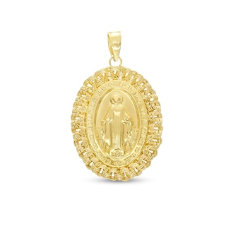 Oval Nugget Frame Virgin Mary Charm in 10K Gold