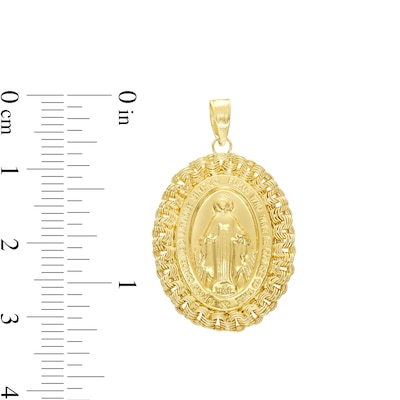 Oval Nugget Frame Virgin Mary Charm in 10K Gold