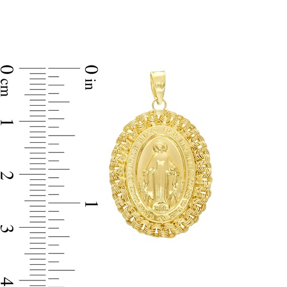 Oval Nugget Frame Virgin Mary Charm in 10K Gold