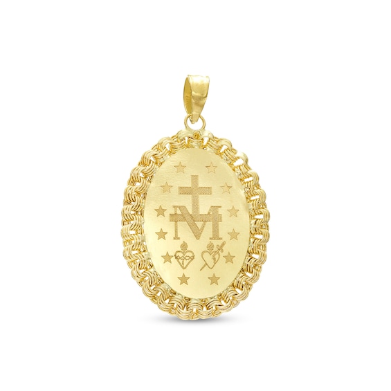 Oval Nugget Frame Virgin Mary Charm in 10K Gold