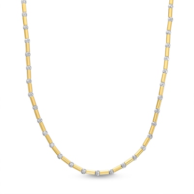 Diamond-Cut Bead Station Tube Necklace in 18K Two-Tone Gold