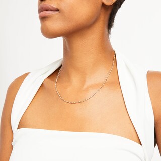 Diamond-Cut Bead Station Tube Necklace in 18K Two-Tone Gold