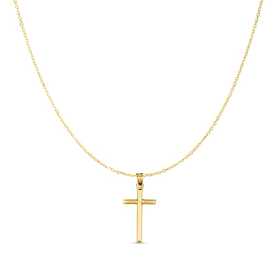 Men's Cross Drop Pendant in Hollow 14K Gold