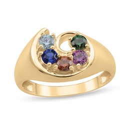 Mother's Gemstone Swirl Signet-Style Ring (3-5 Stones)
