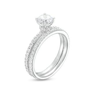 Canadian Certified Centre Diamond 1.33 CT. T.W. Bridal Set in 14K White Gold (I/I1)