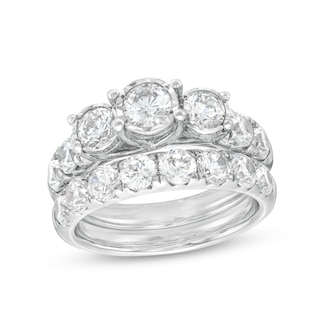 2.95 CT. T.W. Diamond Past Present Future® Bridal Set in 14K White Gold (I/I2)