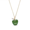 Thumbnail Image 1 of Jade and Diamond Accent Apple Pendant in 14K Gold