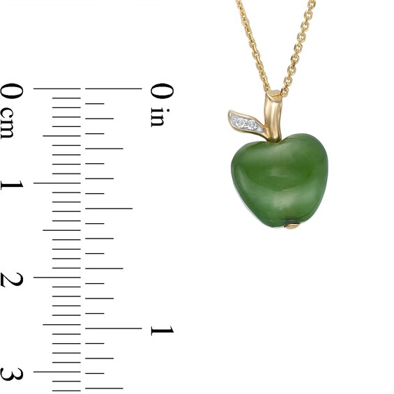 Jade and Diamond Accent Apple Pendant in 14K Gold