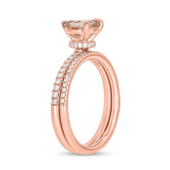 Pear-Shaped Morganite and 0.32 CT. T.W. Diamond Bridal Set in 10K Rose Gold