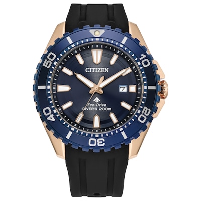 Men's Citizen Eco-Drive® Promaster Dive Two-Tone IP Strap Watch with Blue Dial (Model: BN0196-01L)