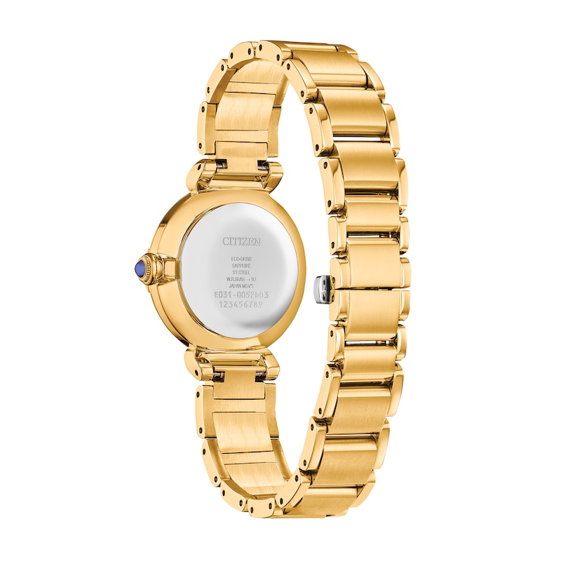 Ladies' Citizen Eco-Drive® L Mae Diamond Accent Gold-Tone Watch with Mother-of-Pearl Dial (Model: EM1062-57D)|Peoples Jewellers