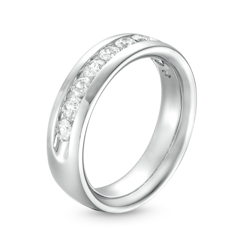 Men's 1.00 CT. T.W. Certified Lab-Created Diamond Ten Stone Wedding Band in 14K White Gold (F/SI2)|Peoples Jewellers