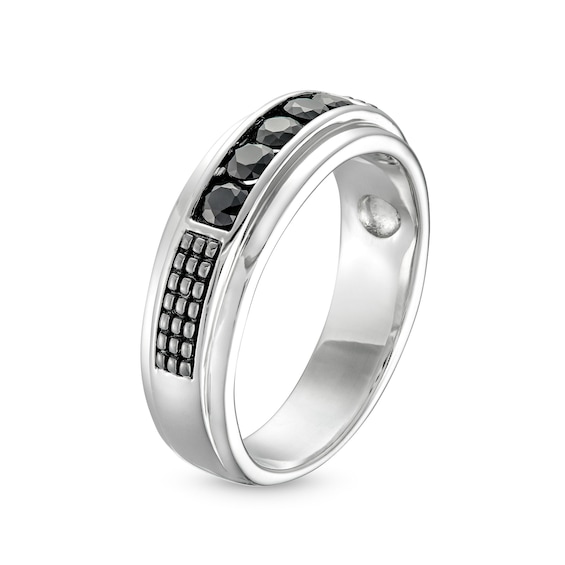 Men's 0.50 CT. T.W. Black Diamond Five Stone Wedding Band in 10K White Gold