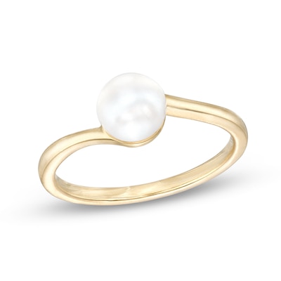 6.0mm Freshwater Cultured Pearl Bypass Ring in 10K Gold